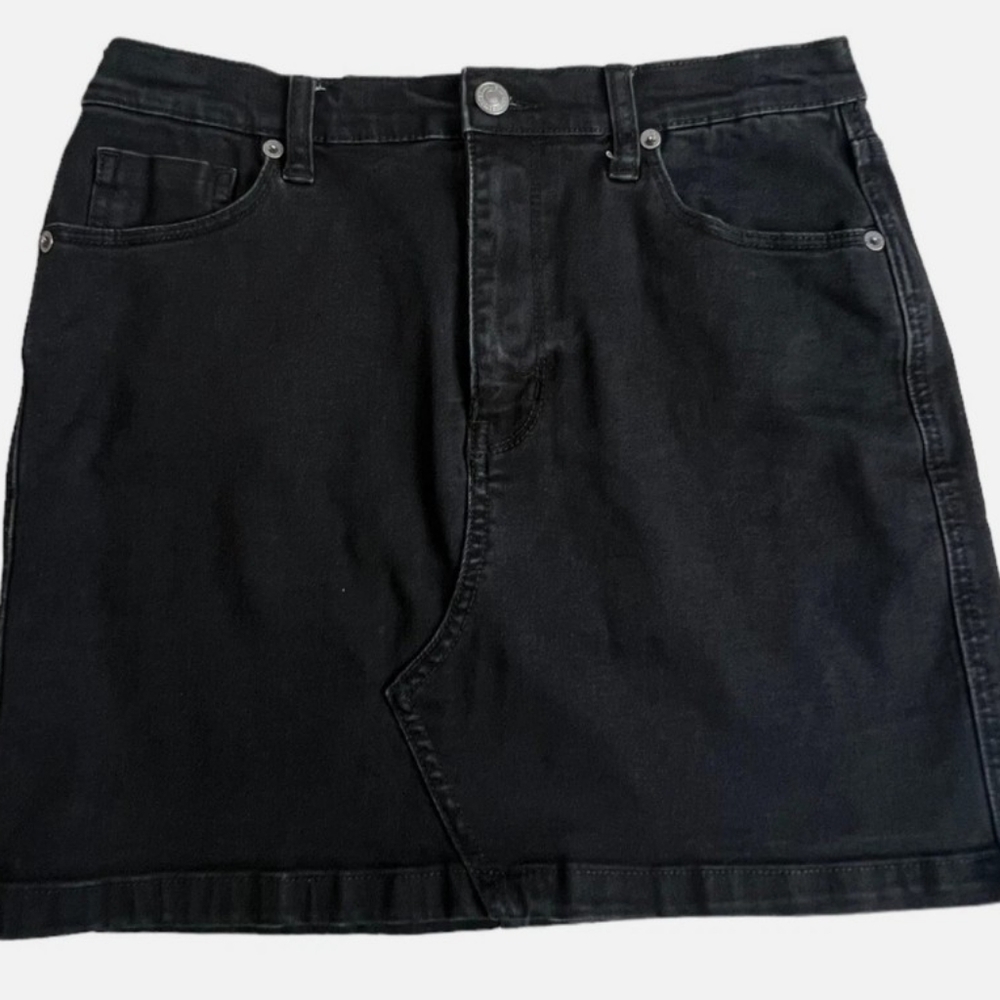 🌕 We The Free Womens Black Denim Stretch Mini Skirt, Size 27